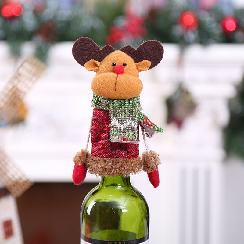 Wholesale Christmas Champagne Set Wine Bottle Cap Red Wine Fabric Wine Bottle Set